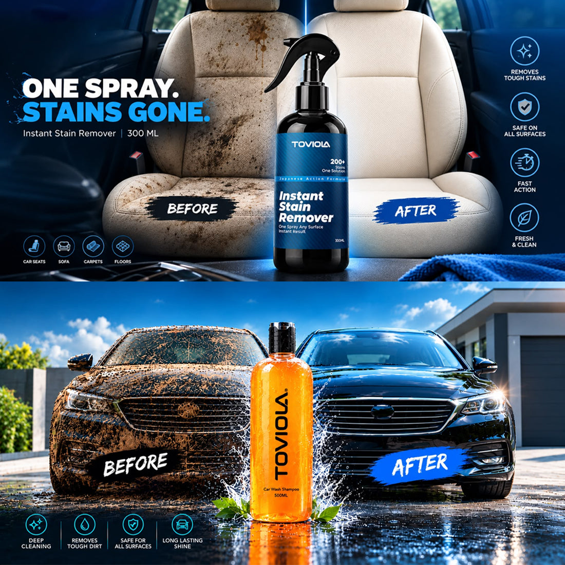 2L Foam Sprayer, 500ml Hyperslick Car Shampoo, Magic Stain Remover 300ml, Microfiber Cloth & Glove