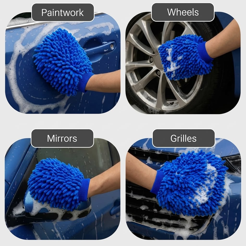 Microfibre Chenille Car Wash Mitt (Double Side)