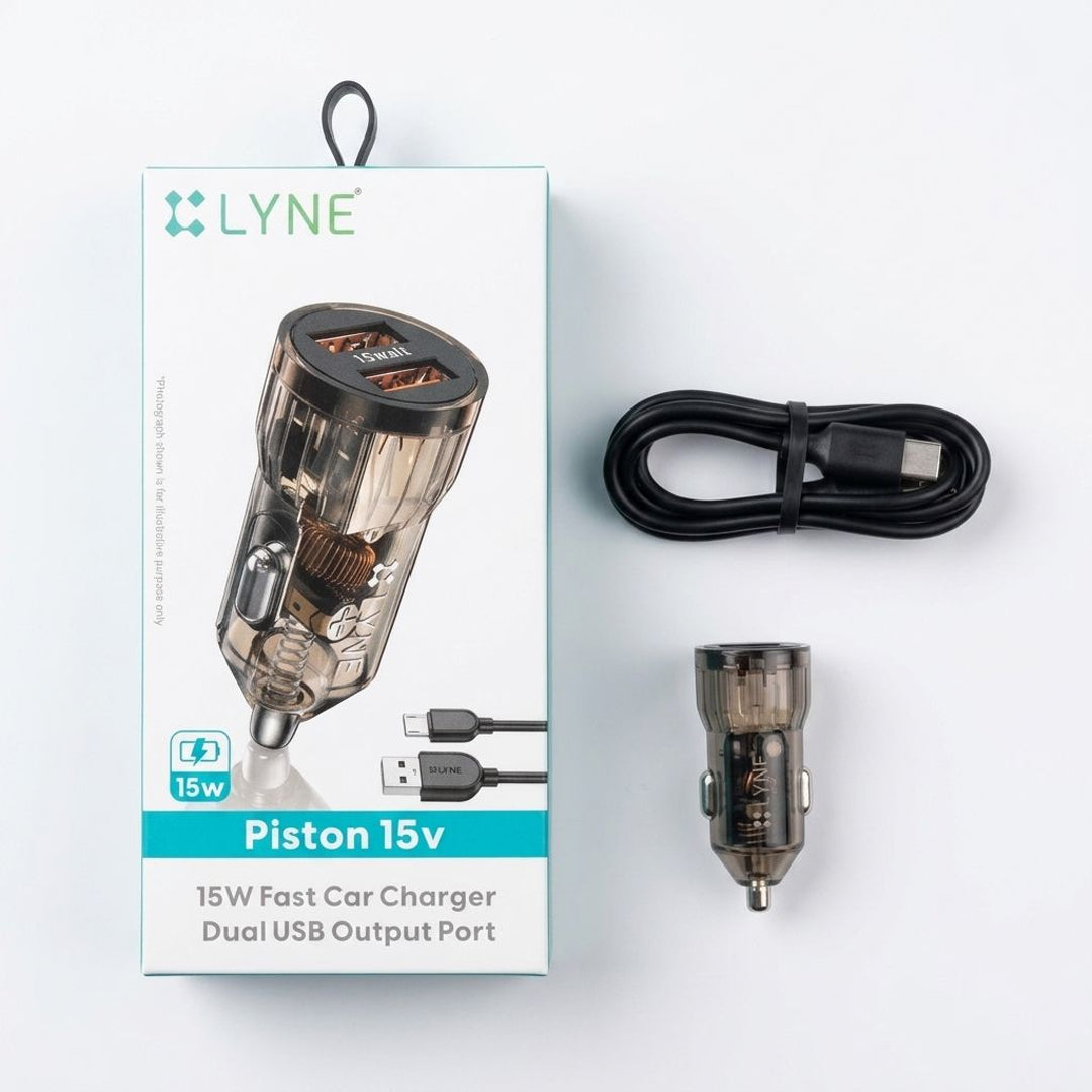 Fast Car Charger | Dual Usb Out | 15w
