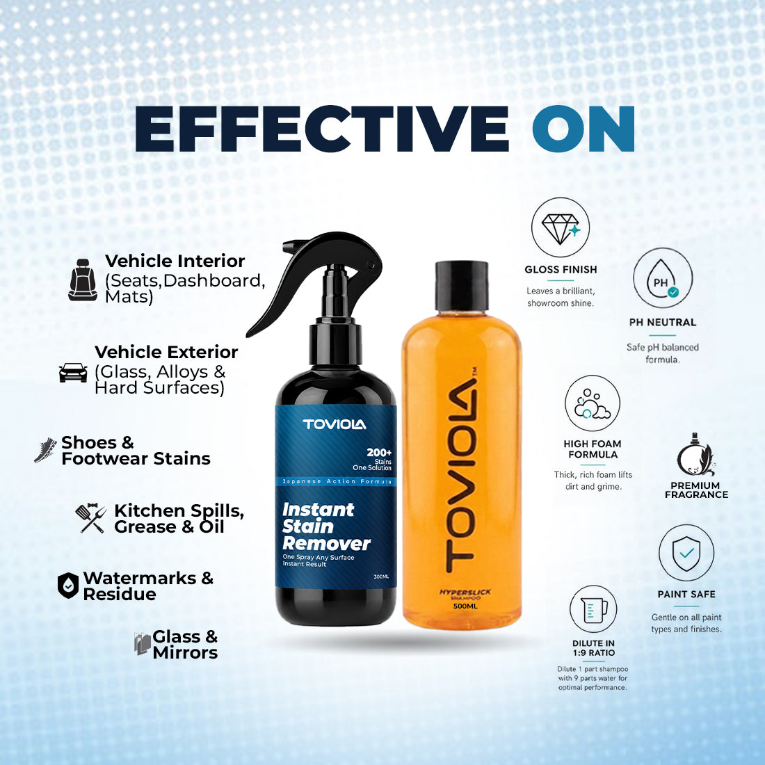 2L Foam Sprayer, 500ml Hyperslick Car Shampoo, Magic Stain Remover 300ml, Microfiber Cloth & Glove