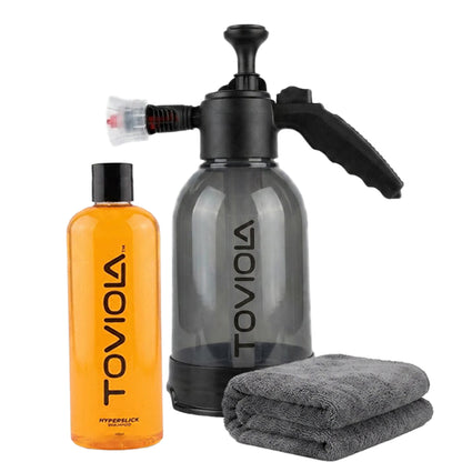 TOVIOLA Complete Foam Wash & Shine Combo – 2L Foam Sprayer+Car Shampoo+40x40 1200 GSM Drying Cloth
