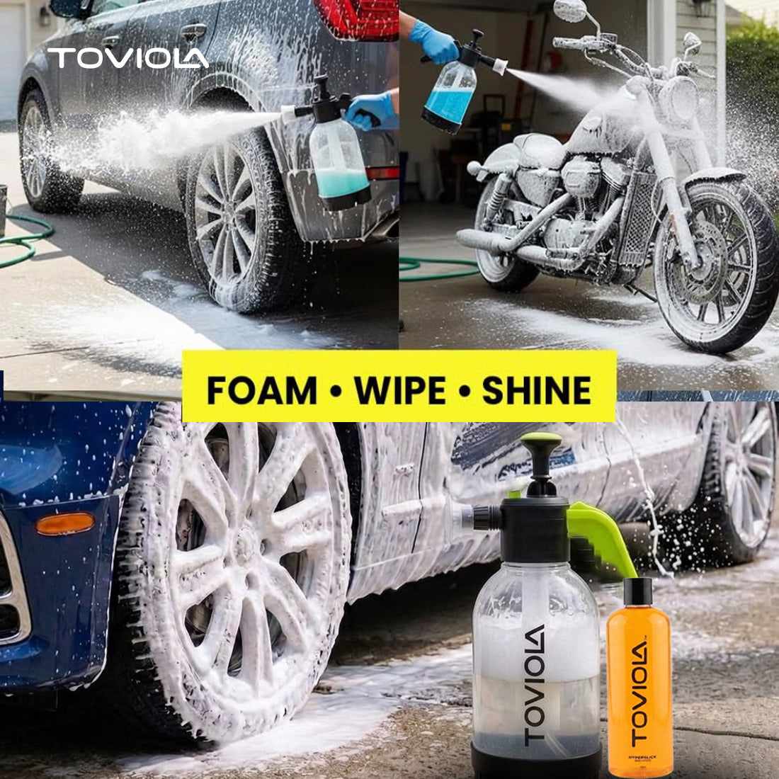 2L Foam Cannon Sprayer+Silicon Car Shampoo(500ml) + 40x60cm 1200 GSM Drying Cloth